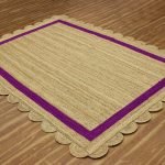 Handmade Scalloped Purple Beige Jute Area Rug