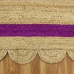 Handmade Scalloped Purple Beige Jute Area Rug