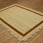 Hand Braided Scalloped Beige Brown Jute Rug