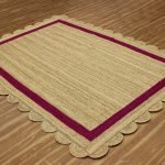 Hand Braided Scalloped Beige Maroon Jute Rug