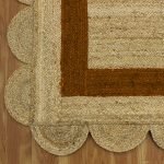 Hand Braided Scalloped Beige Brown Jute Rug