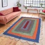 Hand Braided Scalloped Multicolor Garden Jute Rug