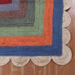 Hand Braided Scalloped Multicolor Garden Jute Rug