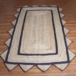 Hand Braided Jute Black Beige Geometric Rug