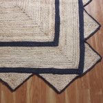 Hand Braided Jute Black Beige Geometric Rug