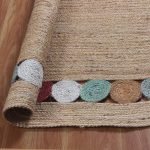 Hand Woven Jute Oval Beige Geometric Area Rug