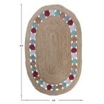 Hand Woven Jute Oval Beige Geometric Area Rug