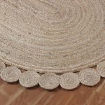 Hand Woven Scalloped Jute Oval Beige Area Rug