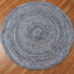 Cotton Jute Handmade Blue Round Area Rug