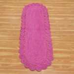 Pink Scalloped Jute Runner Solid Area Rug