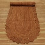 Large Orange Scalloped Jute Area Rug