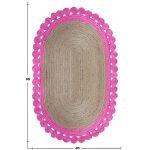 Beige Pink Scalloped Oval Solid Area Rug