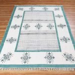 Turquoise Blue Hand Block Print Cotton Rug