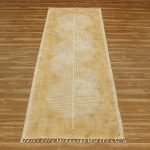 Brown Beige Geometric Hand Block Cotton Rug