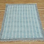 Sky Blue Hand Block Printed Cotton Rug