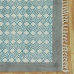 Sky Blue Hand Block Printed Cotton Rug