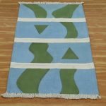 Abstract Blue Hand Block Printed Cotton Rug