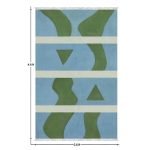 Abstract Blue Hand Block Printed Cotton Rug