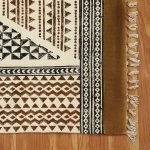 Black Cotton Hand Block Printed Living Room Rug