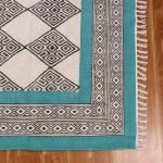 Geometric Blue Hand Block Printed Cotton Rug