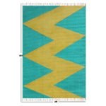 Blue Geometric Hand Block Printed Cotton Rug