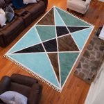 Geometric Hand Block Printed Cotton Rug