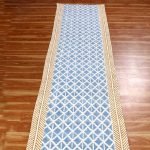 Blue Striped Hand Block Printed Cotton Rug