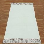 Hand Block Printed White Solid Cotton Rug