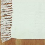 Hand Block Printed White Solid Cotton Rug