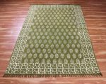 Hand Block Printed Green Cotton Area Rug