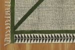 Hand Printed Green Black Geometric Cotton Rug