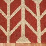 Red Beige Hand Woven Geometric Wool Jute Rug