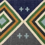 Hand Woven Green Blue Geometric Wool Jute Rug