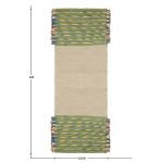 Hand Woven Beige Green Wool Jute Rug