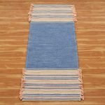 Blue Geometric Hand Woven Wool Jute Rug