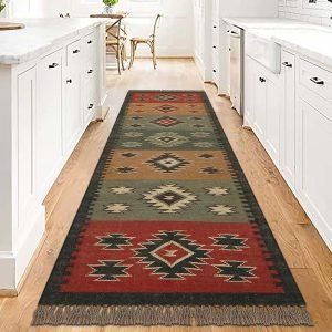 Multicolor Hand Woven Geometric Wool Jute Rug