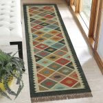 Multicolor Geometric Hand Woven Wool Jute Rug