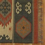 Hand Woven Geometric Red Grey Wool Jute Rug