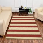 Maroon Hand Woven Geometric Wool Jute Rug