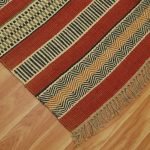 Hand Woven Orange Geometric Wool Jute Rug