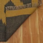 Hand Woven Yellow Geometric Wool Jute Rug