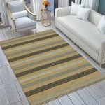 Brown Hand Woven Geometric Wool Jute Rug