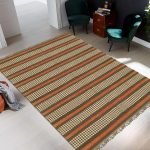 Geometric Orange Hand Woven Wool Jute Rug