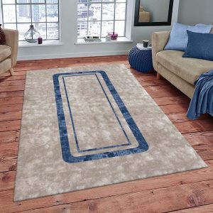 Hand Tufted  Blue Grey Silk Solid Rug