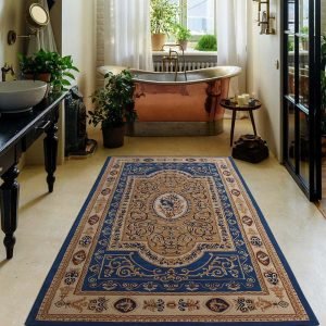 Hand Tufted Blue Wool Beautiful Oriental Rug