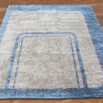 Hand Tufted Modern Blue Silk Abstract Rug