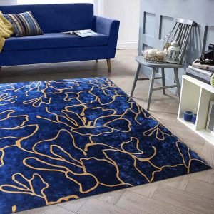 Hand Tufted Blue Silk Solid Rugs