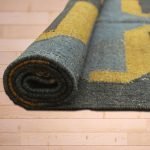 Hand Woven Black Geometric Wool Jute Rug