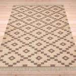 Beige Hand Woven Geometric Wool Jute Rug