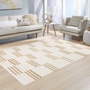 White Hand Woven  Wool Jute Rug